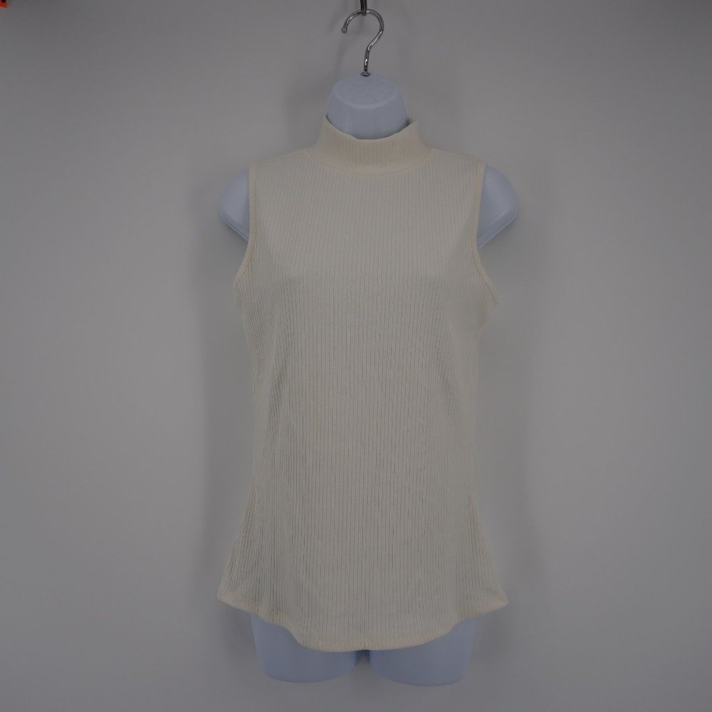 Threads 4 Thought NWD Women's Cream Ribbed Mock Neck Sleeveless Top Sz S Shirt